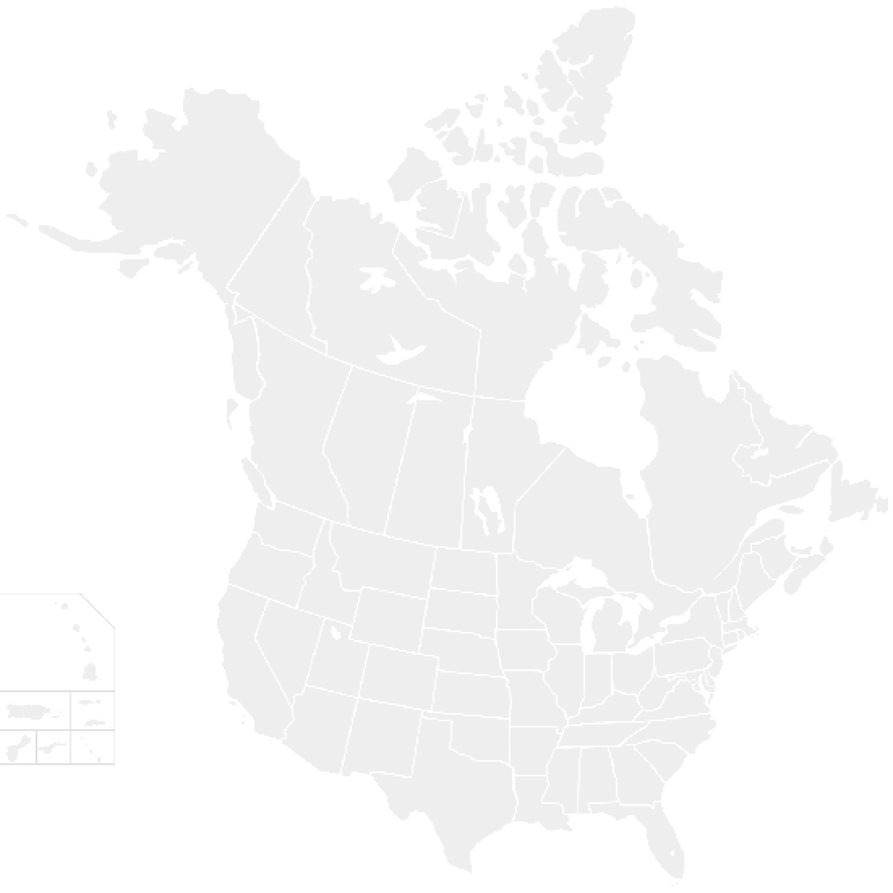 Faded grey-filled map of North America