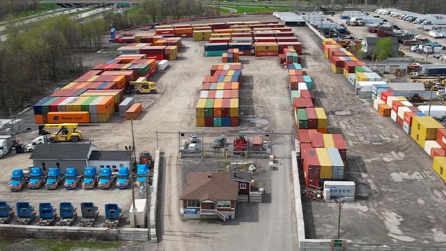 Overhead view of Amar container yard and terminal in Laval, QC