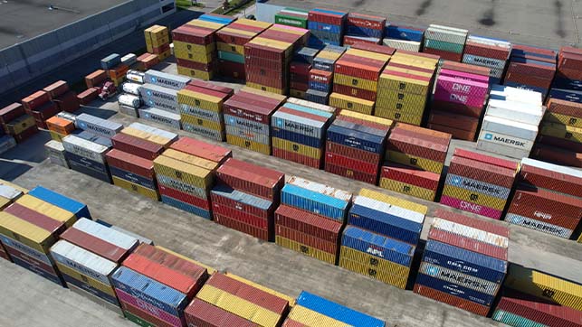 Overhead view of Amar container yard in North America