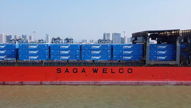 Freight ship transporting Amar-owned 40’ and 53’ dry, heated and refrigerated containers