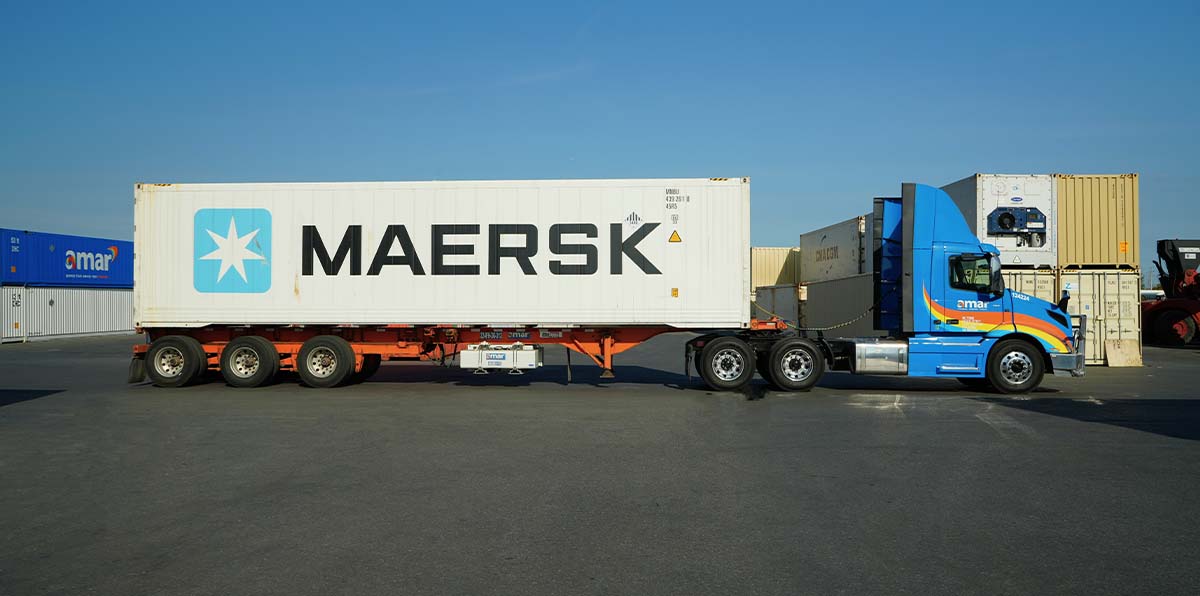 Amar truck transporting Maersk freight container