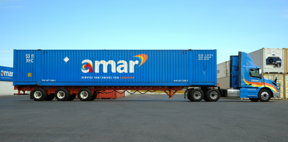 Side view photo of 53’ Dry Amar Group Container
