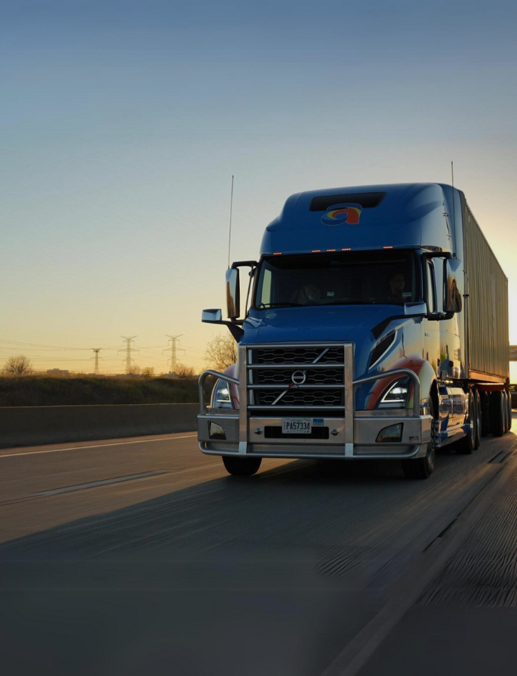 Amar truck driving on highway