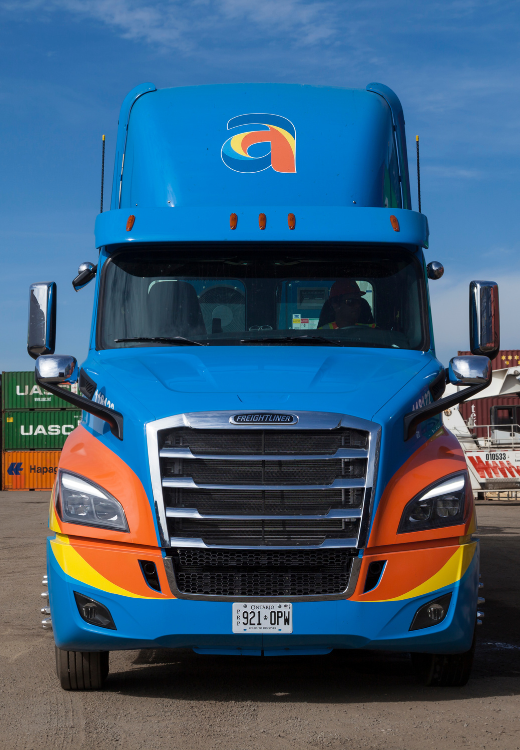 Front view of Amar trucking cab
